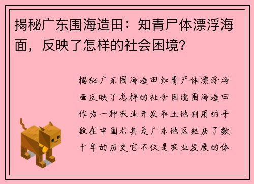揭秘广东围海造田：知青尸体漂浮海面，反映了怎样的社会困境？